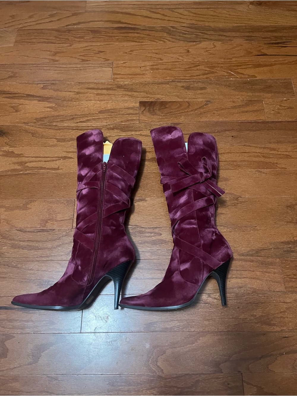 Styluxe Knee High Burgundy Pointed Toe Stiletto Heel size 6.5